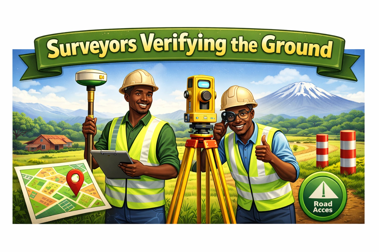 Surveyor verifying land